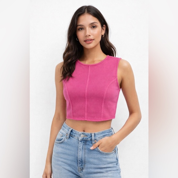 House of Harlow 1960 Tops - House of Harlow 1960 Ribbed Crop Top Pink